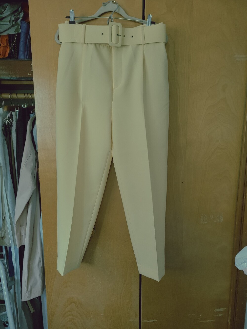 Zara Butteryellow Waisted Belted Trouser Size M
